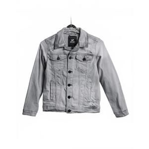 X RAY Men's gray Washed Trucker Rip Denim Jacket size Large